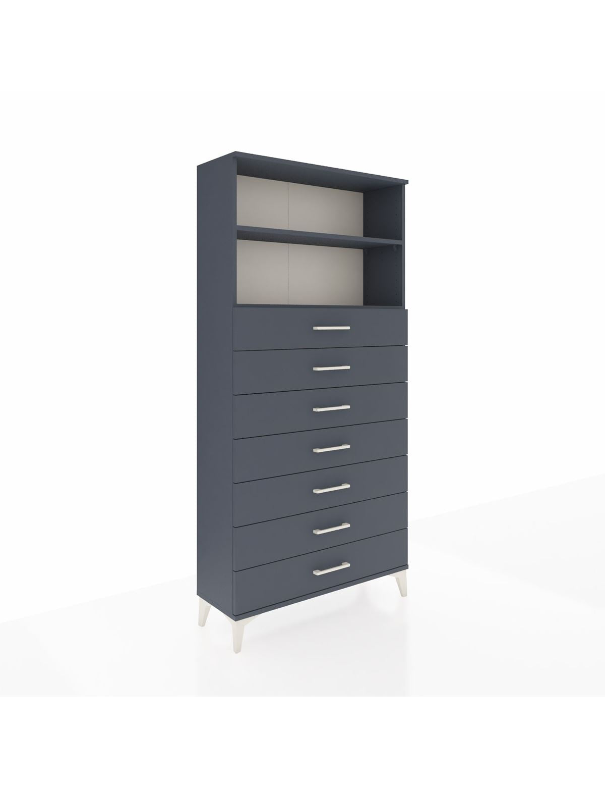 Arges Dolap 2 Raflı 7 Çekmeceli 88x30x182 Antrasit-Antrasit