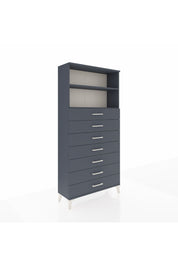 Arges Dolap 2 Raflı 7 Çekmeceli 88x30x182 Antrasit-Antrasit