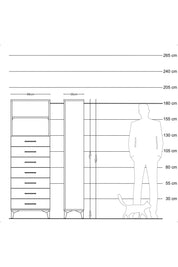Arges Dolap 2 Raflı 7 Çekmeceli 88x30x182 Antrasit-Antrasit