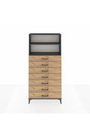 Arges Dolap 2 Raflı 7 Çekmeceli 88x30x182 Antrasit-Çam