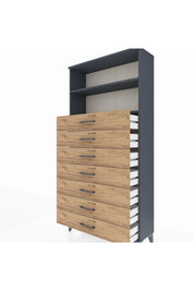 Arges Dolap 2 Raflı 7 Çekmeceli 88x30x182 Antrasit-Çam