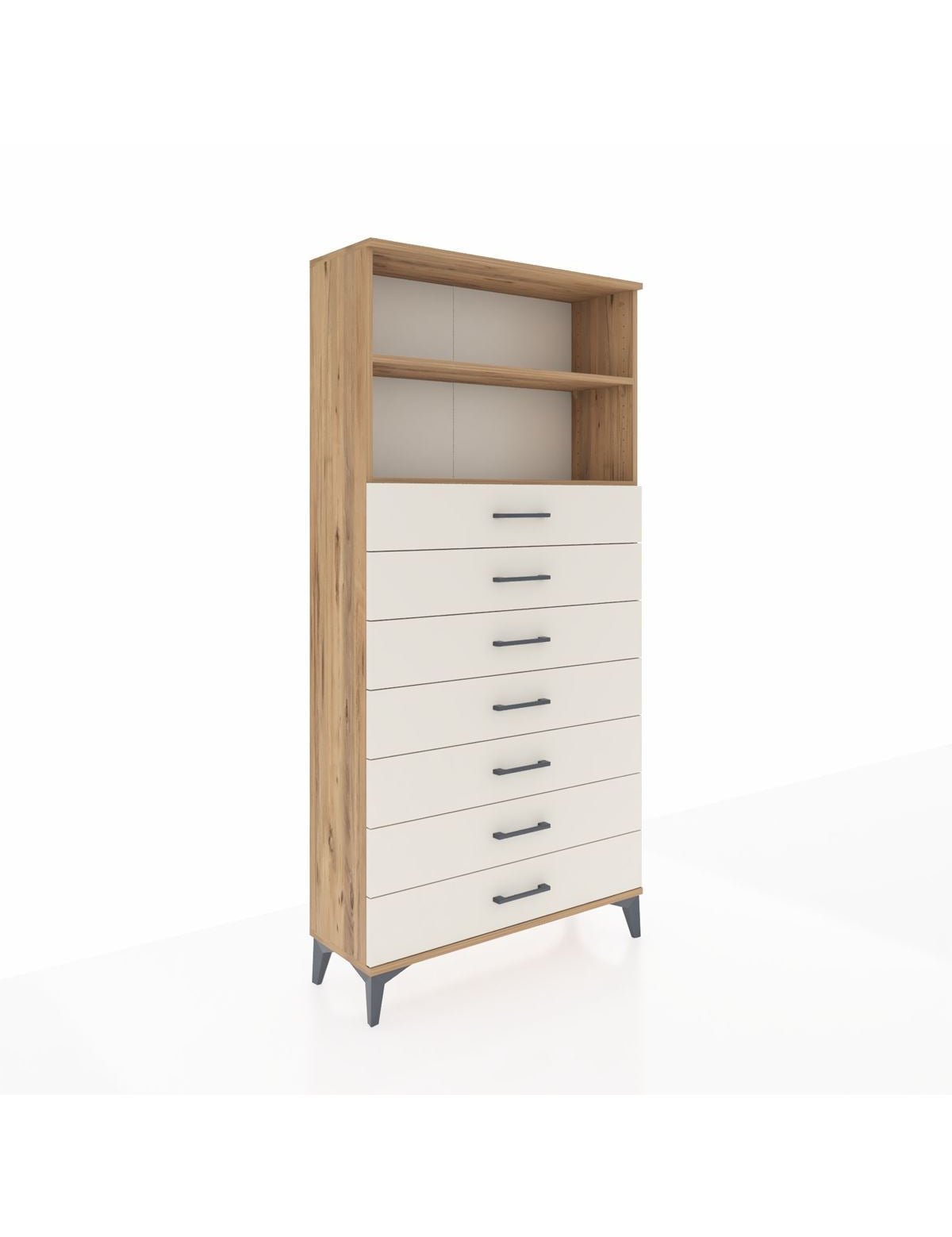 Arges Dolap 2 Raflı 7 Çekmeceli 88x30x182 Çam-Aytaşı