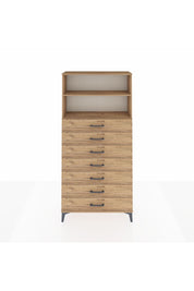 Arges Dolap 2 Raflı 7 Çekmeceli 88x30x182 Çam-Çam