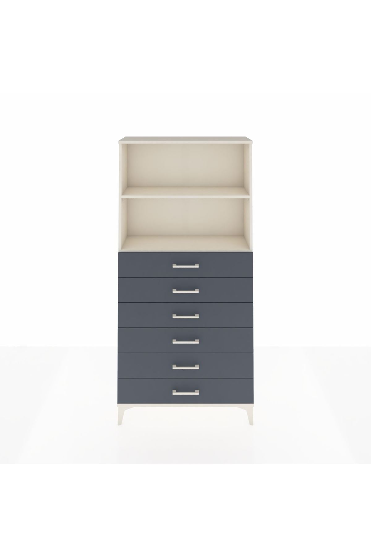 Arges Dolap 2 Raflı 6 Çekmeceli 88x30x182 Aytaşı-Antrasit