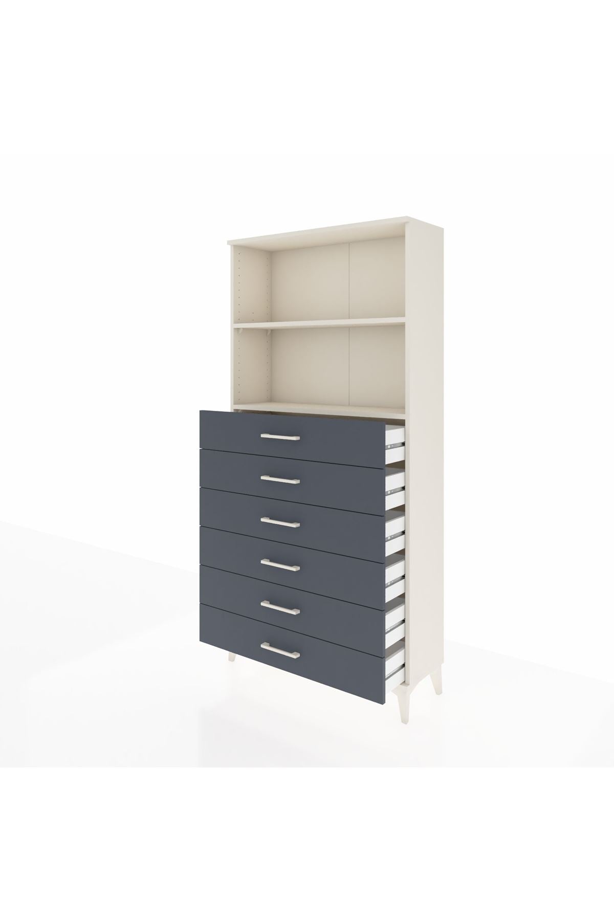 Arges Dolap 2 Raflı 6 Çekmeceli 88x30x182 Aytaşı-Antrasit