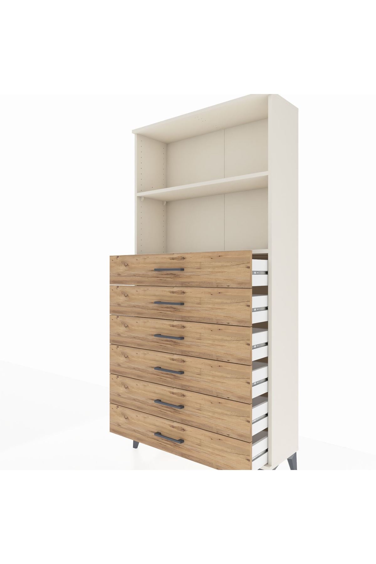 Arges Dolap 2 Raflı 6 Çekmeceli 88x30x182 Aytaşı-Çam