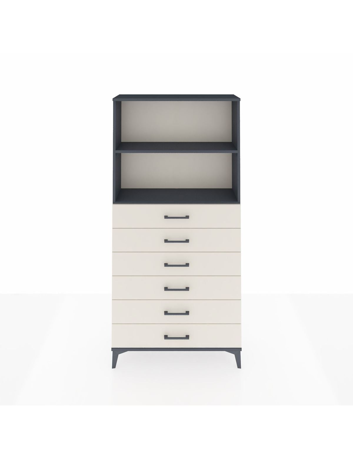 Arges Dolap 2 Raflı 6 Çekmeceli 88x30x182 Antrasit-Aytaşı