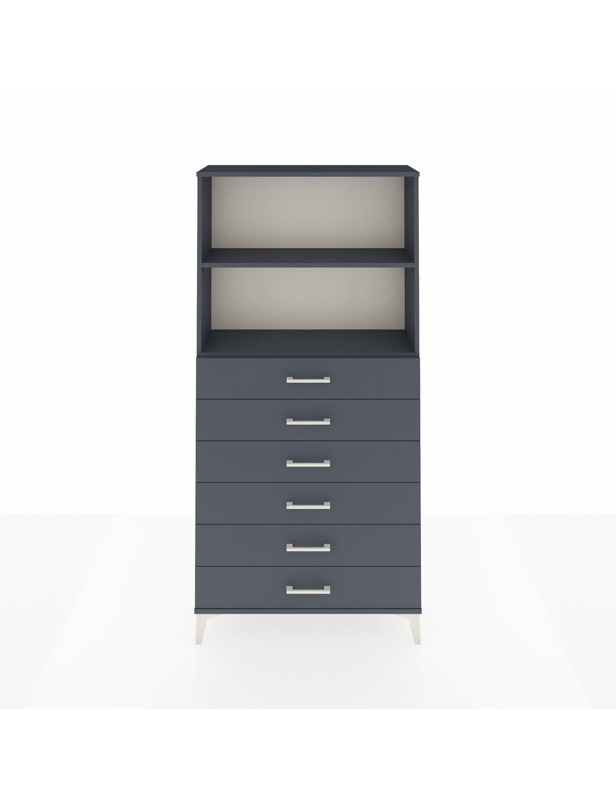 Arges Dolap 2 Raflı 6 Çekmeceli 88x30x182 Antrasit-Antrasit