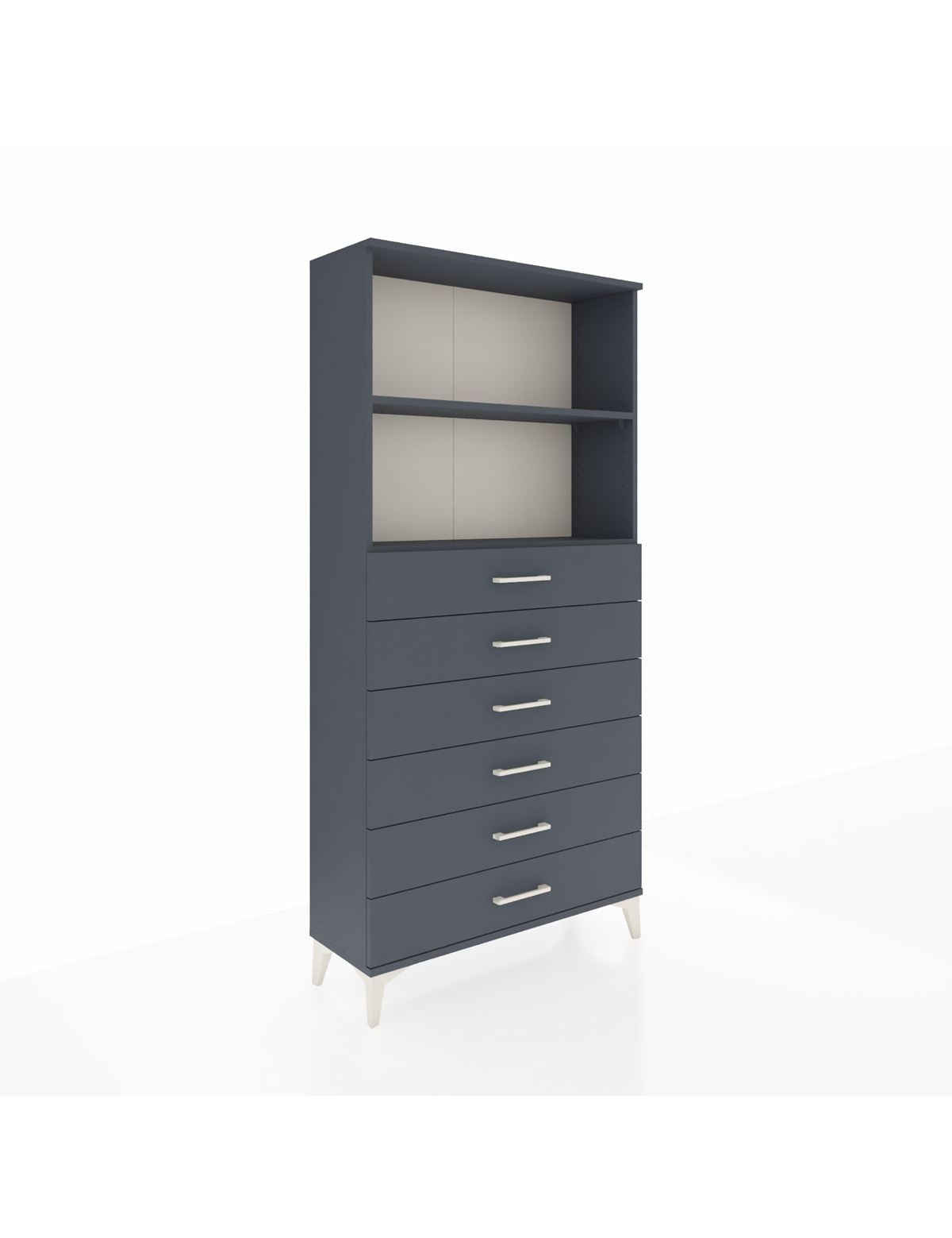 Arges Dolap 2 Raflı 6 Çekmeceli 88x30x182 Antrasit-Antrasit