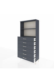 Arges Dolap 2 Raflı 6 Çekmeceli 88x30x182 Antrasit-Antrasit