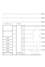 Arges Dolap 2 Raflı 6 Çekmeceli 88x30x182 Antrasit-Antrasit