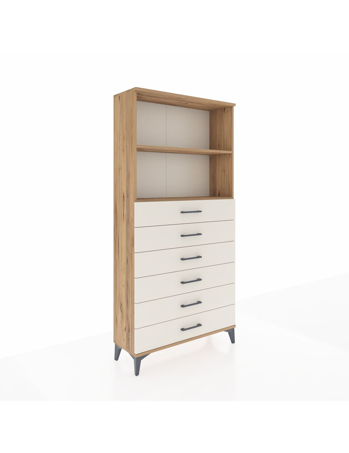 Arges Dolap 2 Raflı 6 Çekmeceli 88x30x182 Çam-Aytaşı