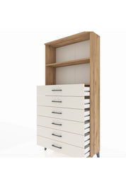 Arges Dolap 2 Raflı 6 Çekmeceli 88x30x182 Çam-Aytaşı