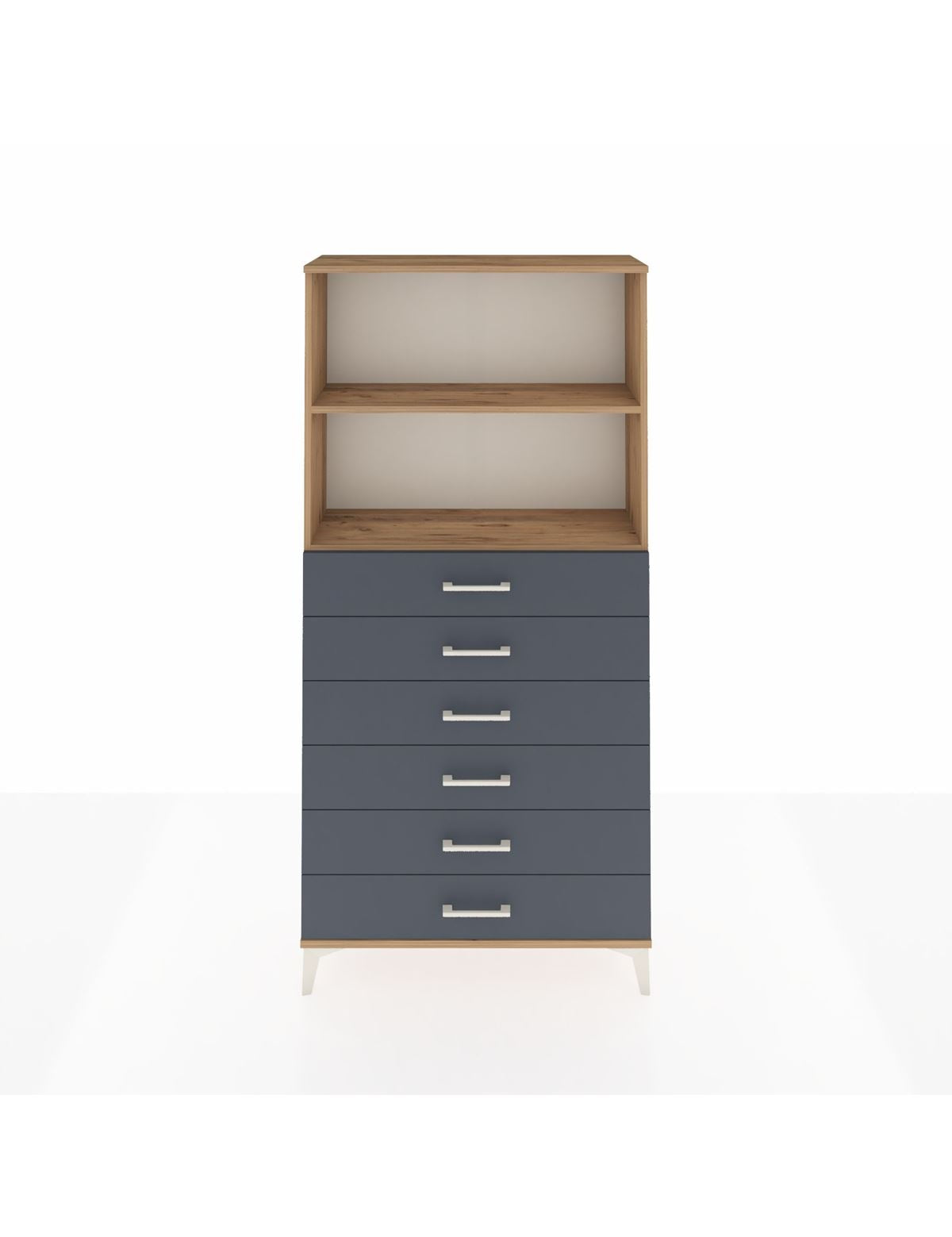 Arges Dolap 2 Raflı 6 Çekmeceli 88x30x182 Çam-Antrasit