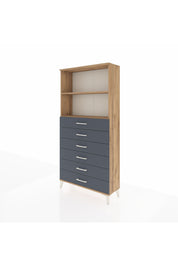 Arges Dolap 2 Raflı 6 Çekmeceli 88x30x182 Çam-Antrasit