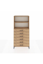 Arges Dolap 2 Raflı 6 Çekmeceli 88x30x182 Çam-Çam