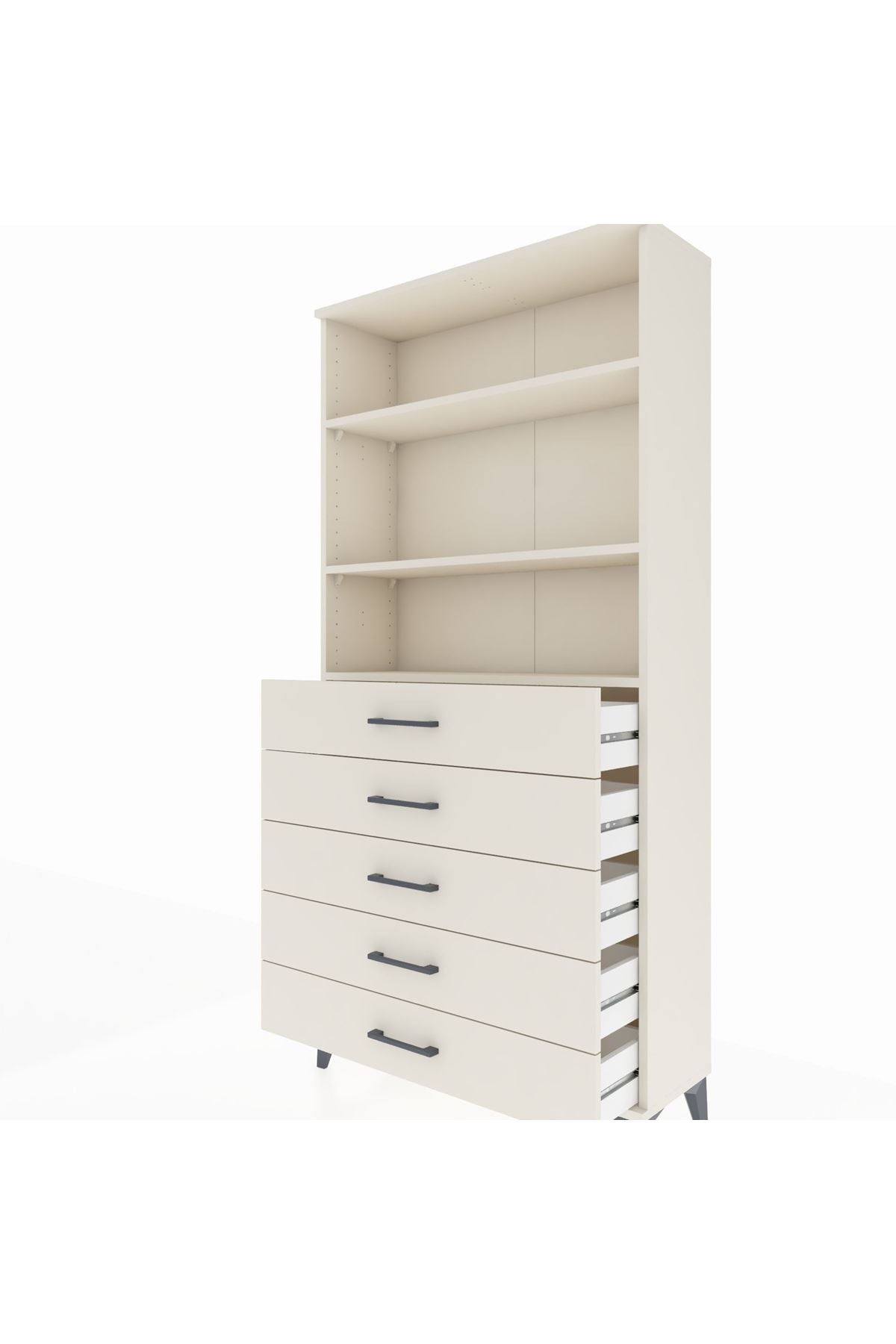 Arges Dolap 3 Raflı 5 Çekmeceli 88x30x182 Aytaşı-Aytaşı