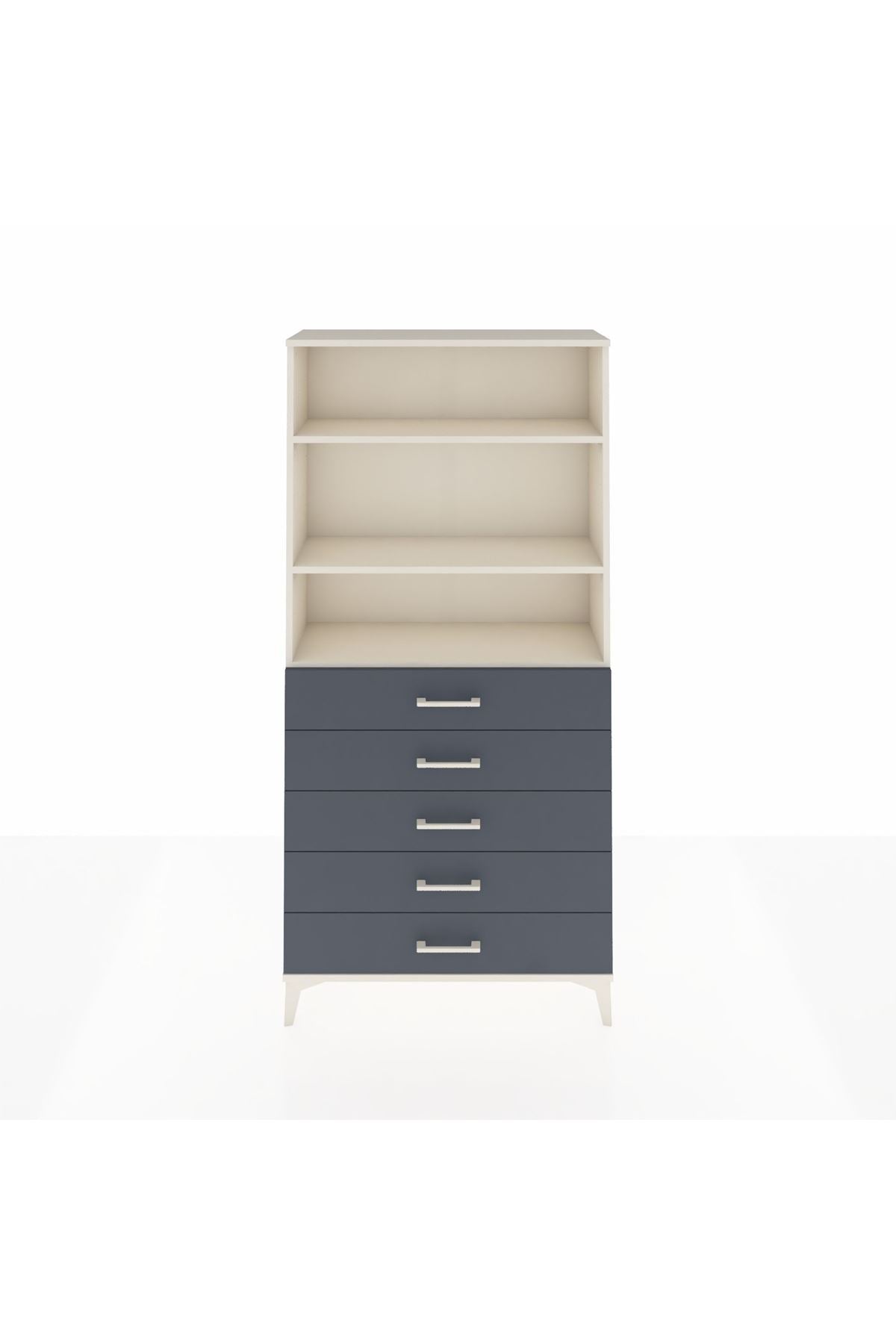 Arges Dolap 3 Raflı 5 Çekmeceli 88x30x182 Aytaşı-Antrasit