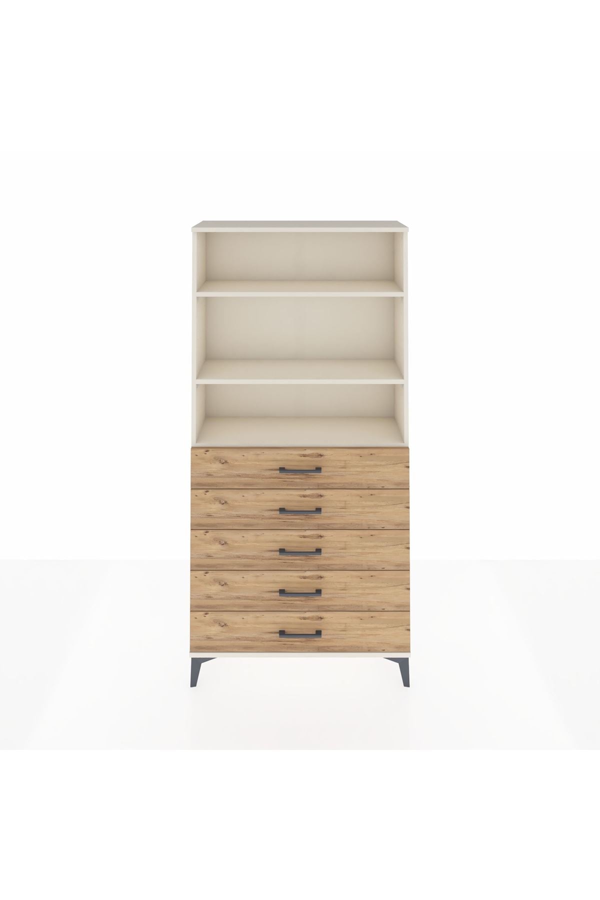 Arges Dolap 3 Raflı 5 Çekmeceli 88x30x182 Aytaşı-Çam