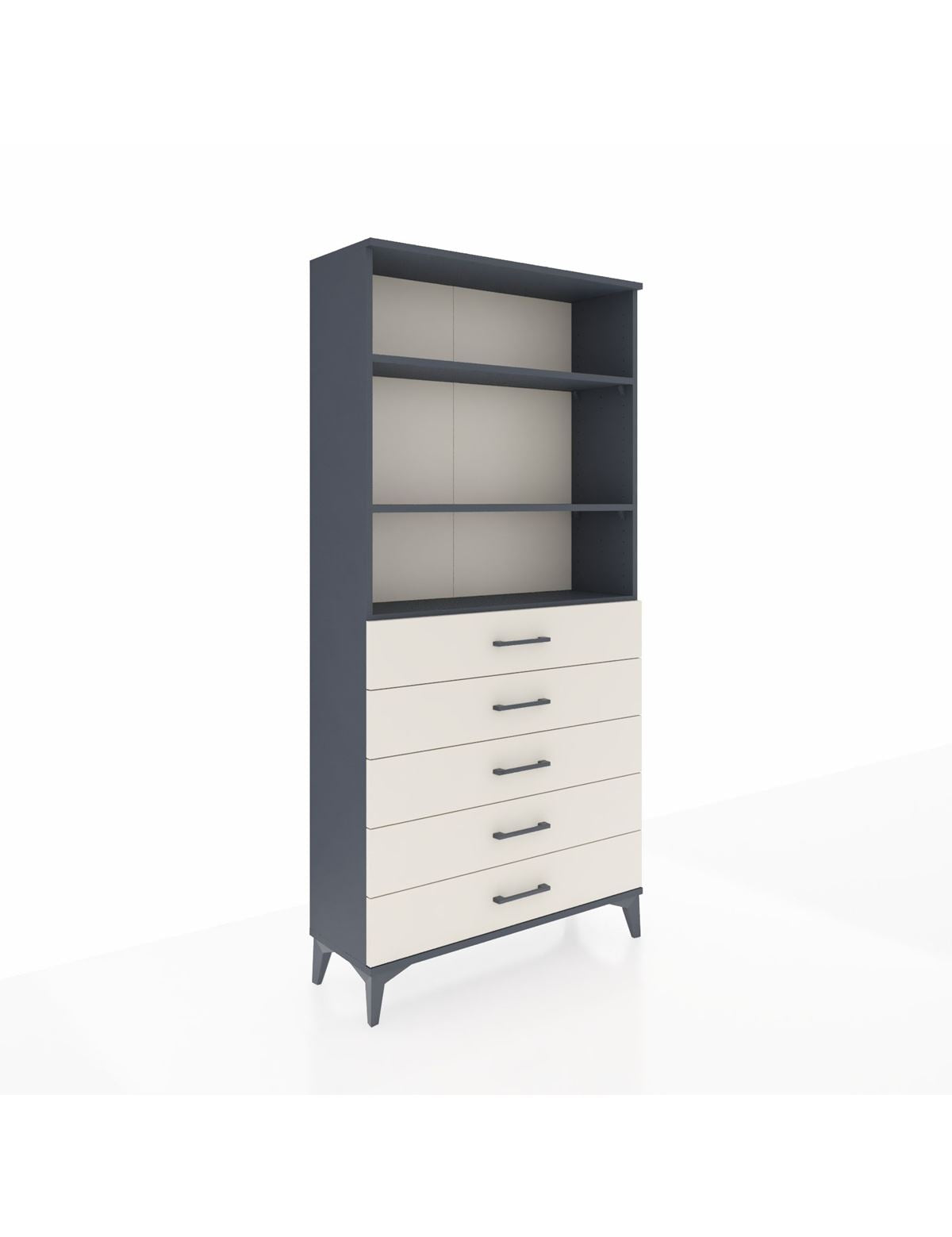 Arges Dolap 3 Raflı 5 Çekmeceli 88x30x182 Antrasit-Aytaşı