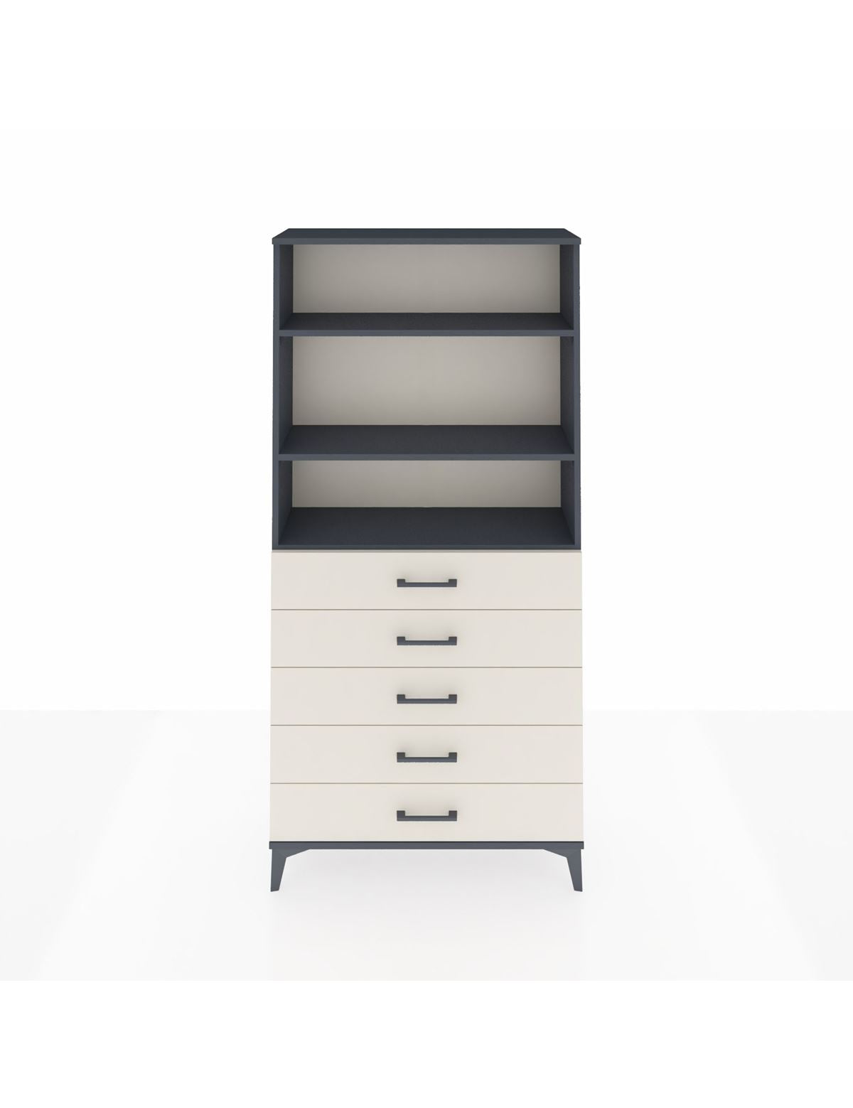 Arges Dolap 3 Raflı 5 Çekmeceli 88x30x182 Antrasit-Aytaşı