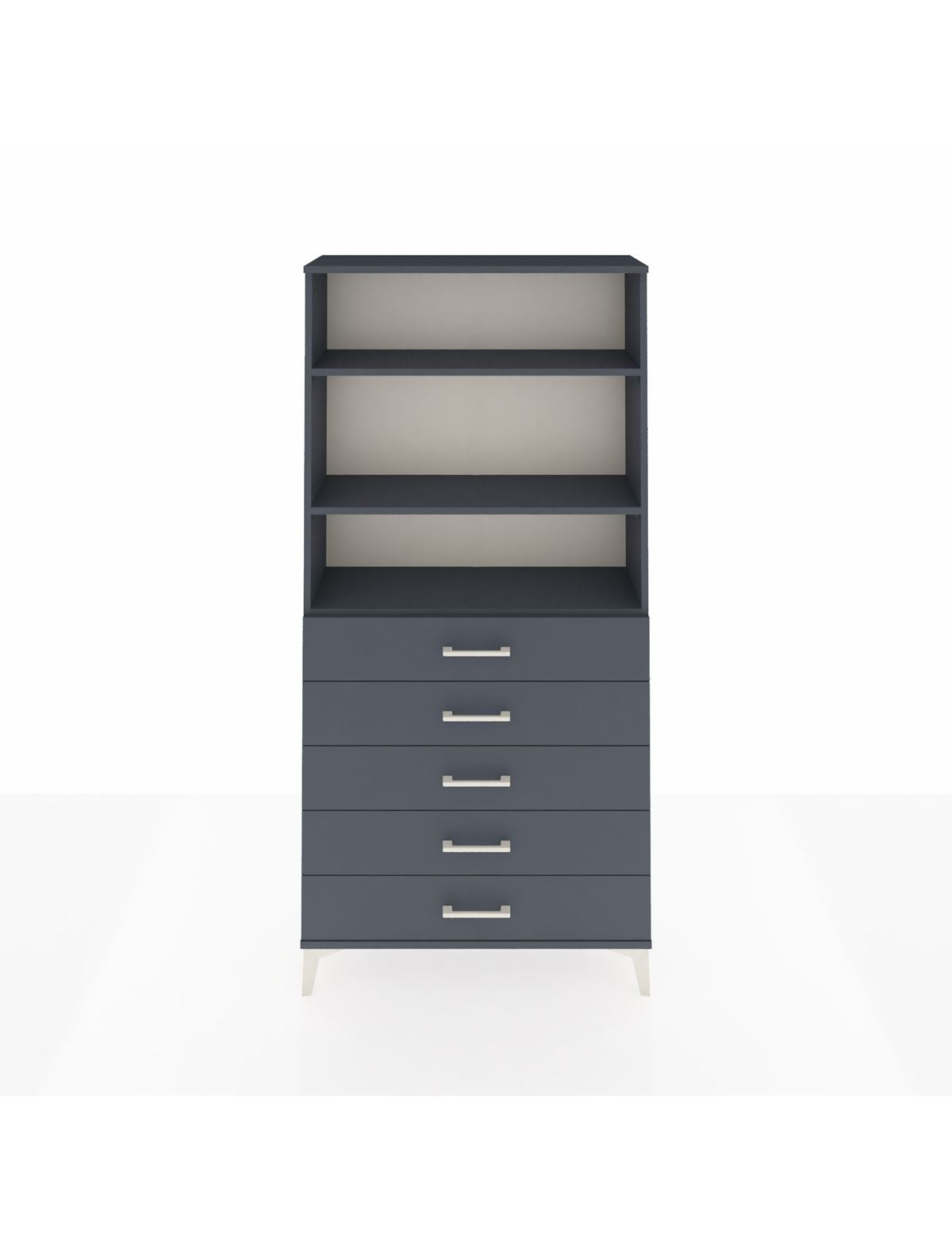 Arges Dolap 3 Raflı 5 Çekmeceli 88x30x182 Antrasit-Antrasit