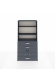 Arges Dolap 3 Raflı 5 Çekmeceli 88x30x182 Antrasit-Antrasit