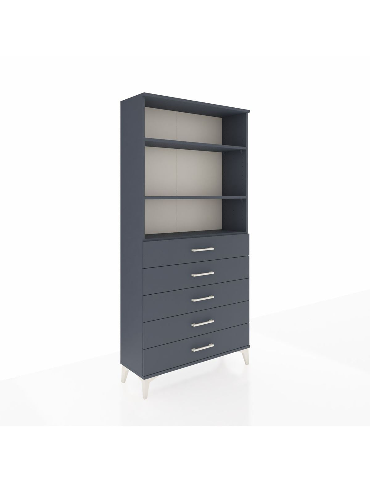 Arges Dolap 3 Raflı 5 Çekmeceli 88x30x182 Antrasit-Antrasit