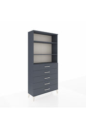 Arges Dolap 3 Raflı 5 Çekmeceli 88x30x182 Antrasit-Antrasit