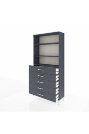 Arges Dolap 3 Raflı 5 Çekmeceli 88x30x182 Antrasit-Antrasit