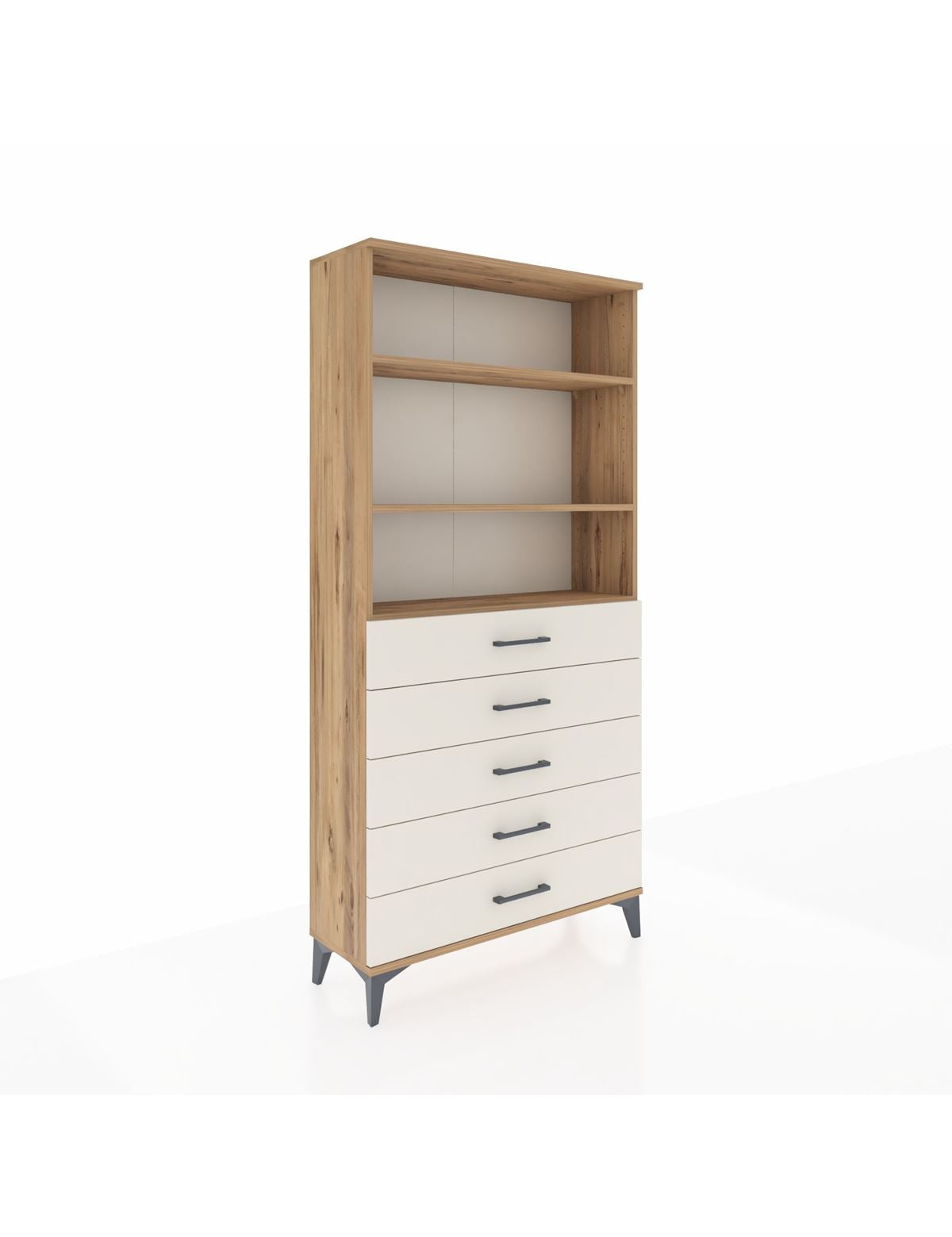 Arges Dolap 3 Raflı 5 Çekmeceli 88x30x182 Çam-Aytaşı