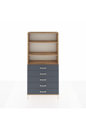 Arges Dolap 3 Raflı 5 Çekmeceli 88x30x182 Çam-Antrasit