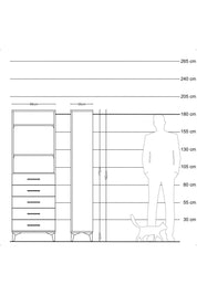 Arges Dolap 3 Raflı 5 Çekmeceli 88x30x182 Çam-Antrasit