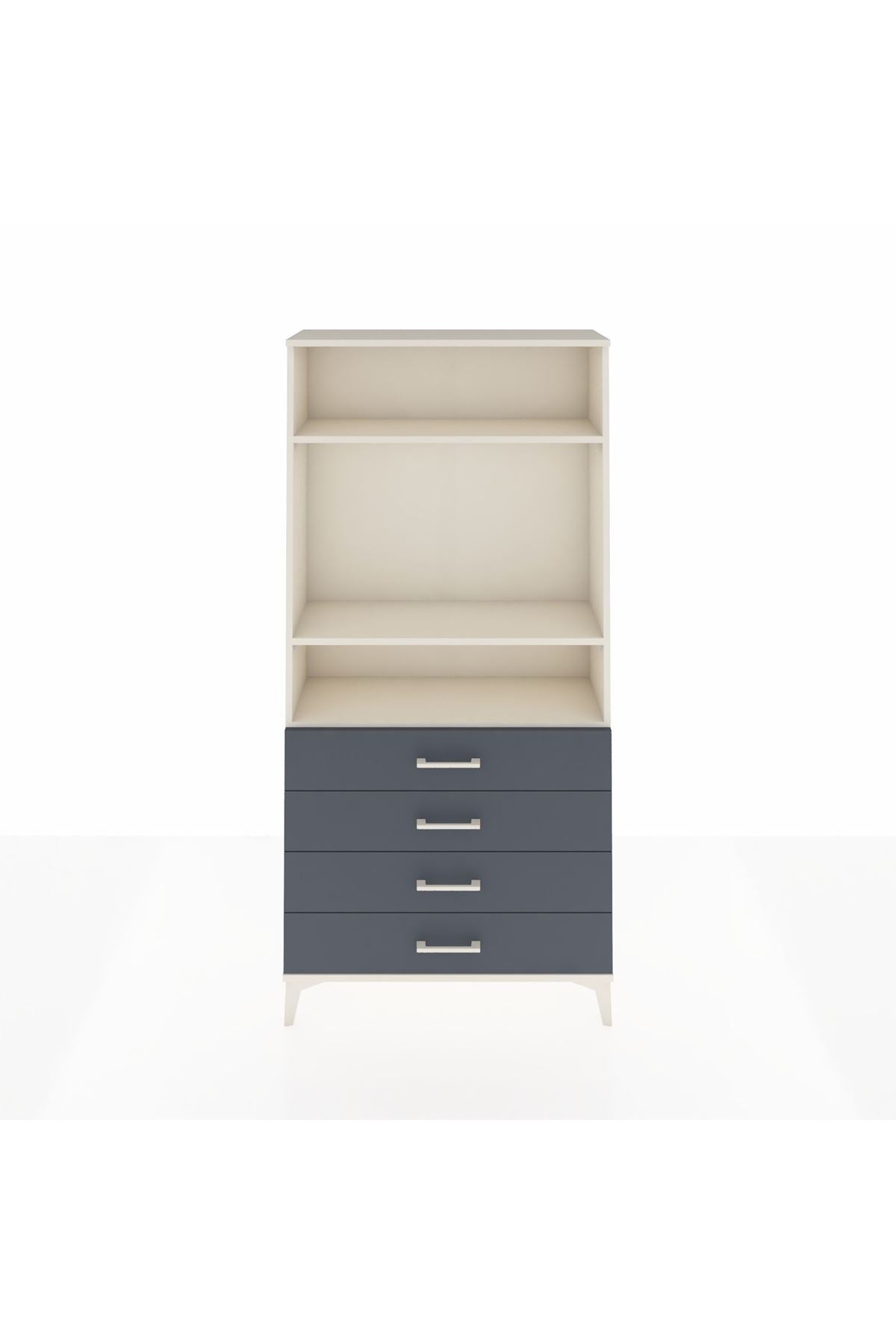 Arges Dolap 3 Raflı 4 Çekmeceli 88x30x182 Aytaşı-Antrasit