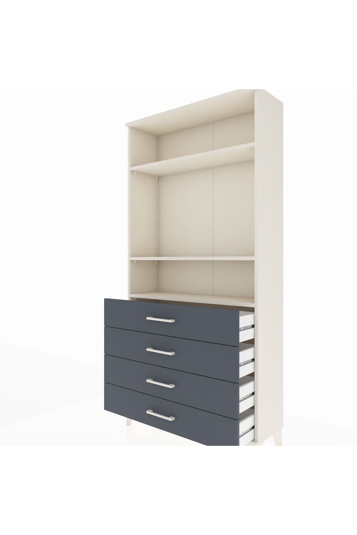 Arges Dolap 3 Raflı 4 Çekmeceli 88x30x182 Aytaşı-Antrasit