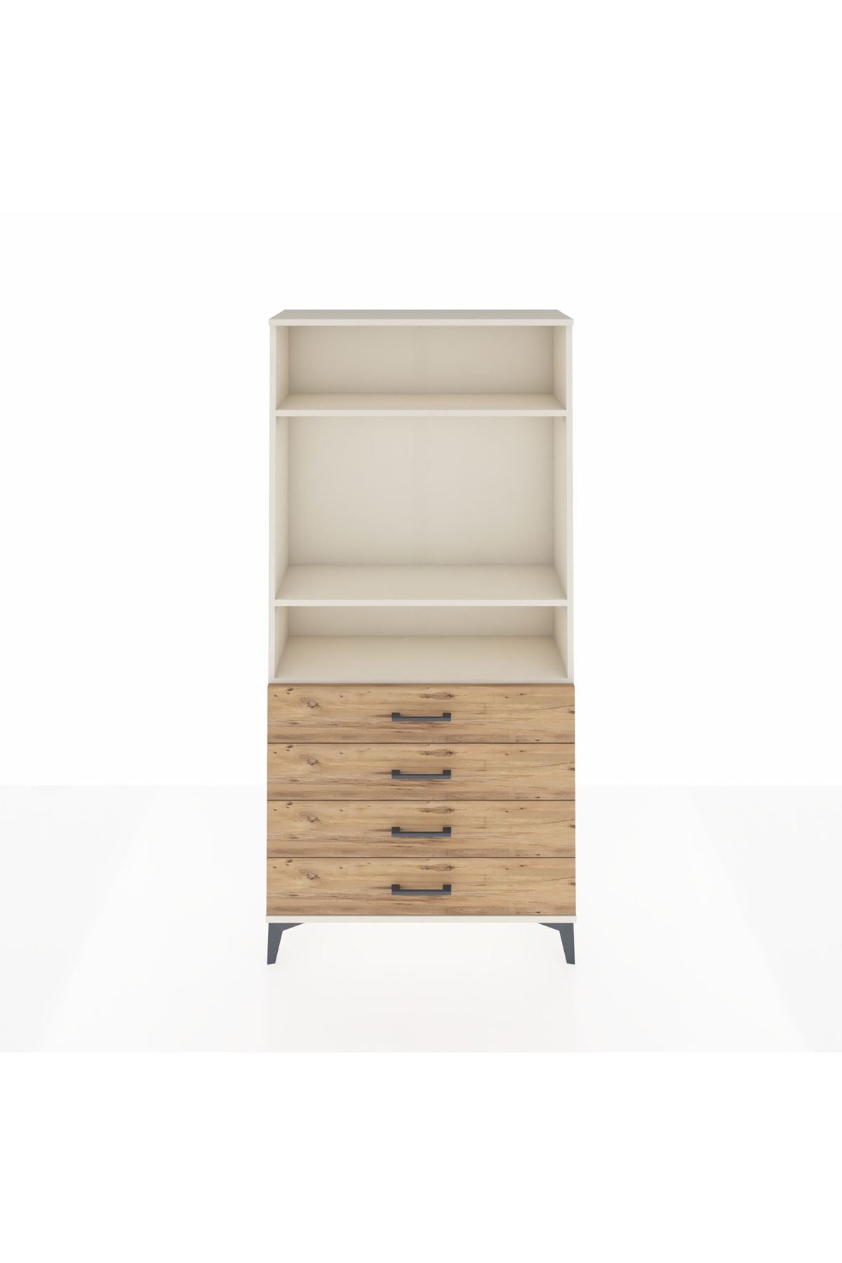 Arges Dolap 3 Raflı 4 Çekmeceli 88x30x182 Aytaşı-Çam