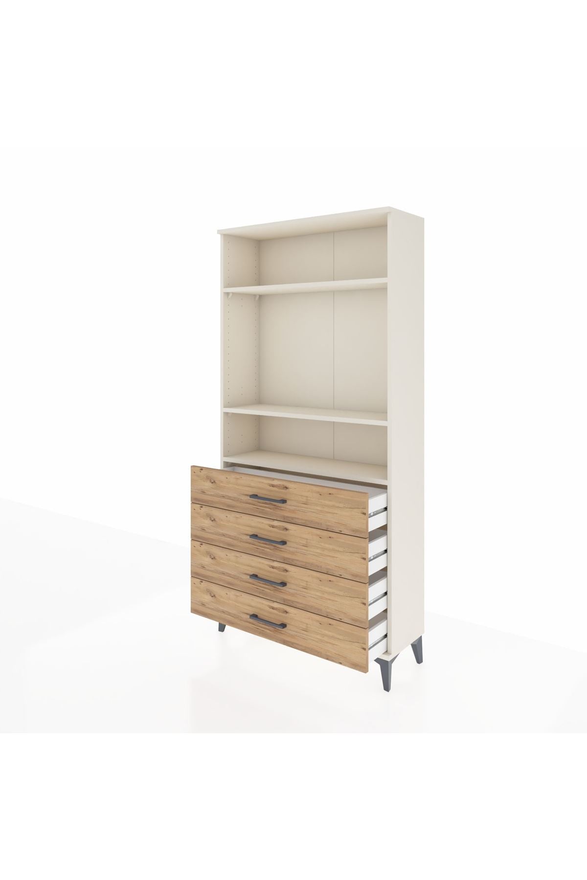 Arges Dolap 3 Raflı 4 Çekmeceli 88x30x182 Aytaşı-Çam