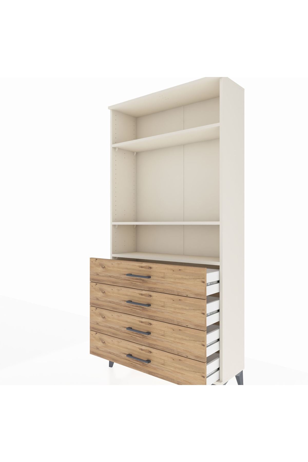 Arges Dolap 3 Raflı 4 Çekmeceli 88x30x182 Aytaşı-Çam