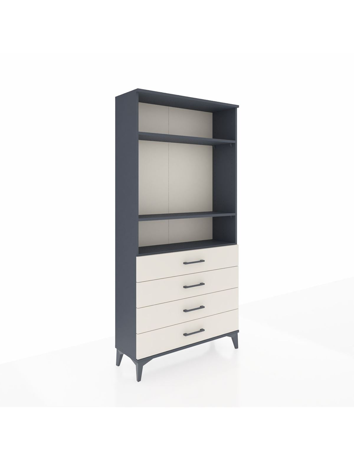 Arges Dolap 3 Raflı 4 Çekmeceli 88x30x182 Antrasit-Aytaşı