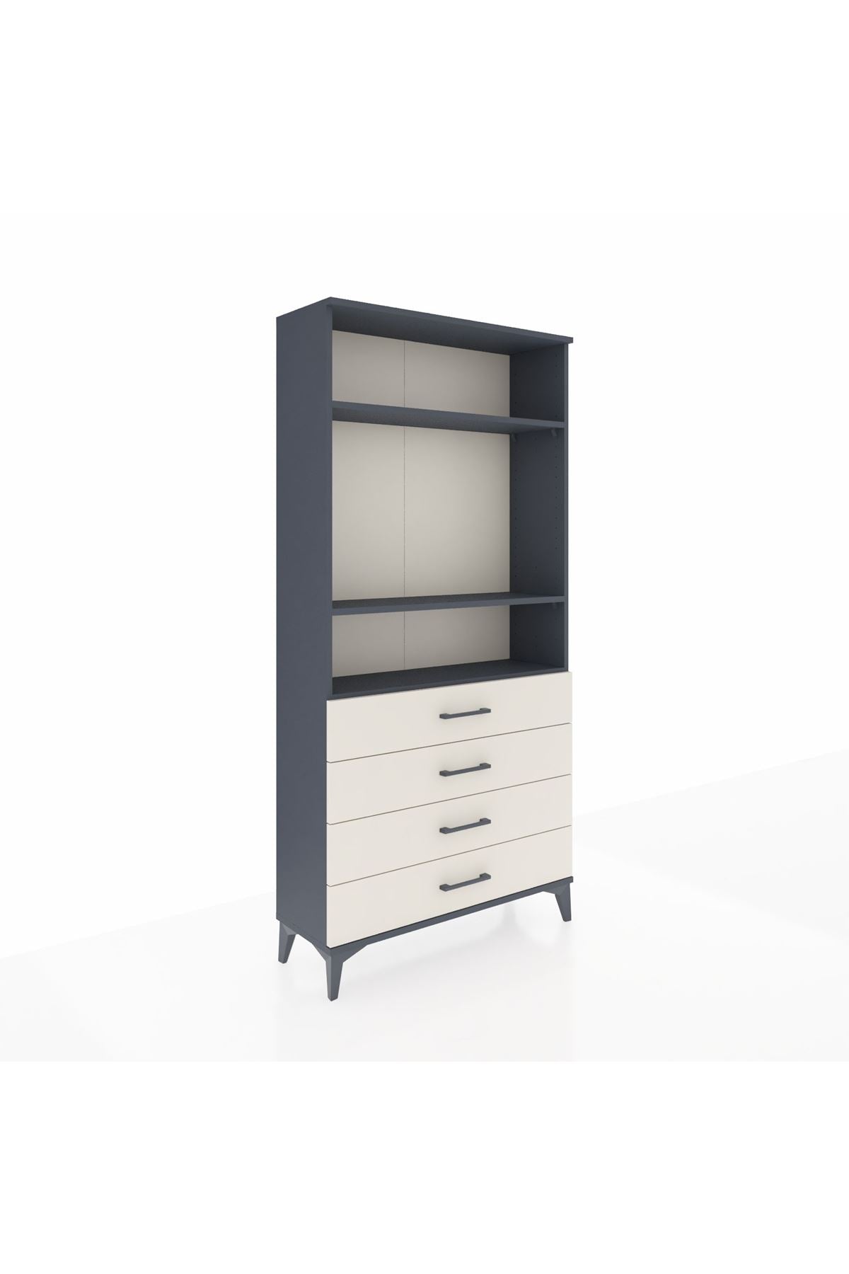 Arges Dolap 3 Raflı 4 Çekmeceli 88x30x182 Antrasit-Aytaşı