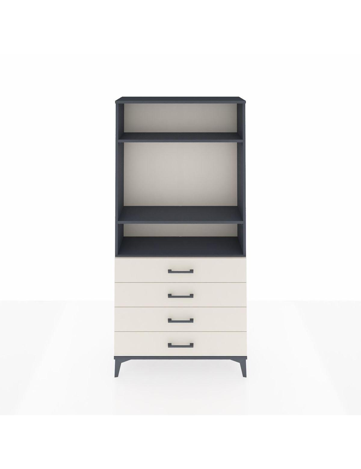 Arges Dolap 3 Raflı 4 Çekmeceli 88x30x182 Antrasit-Aytaşı