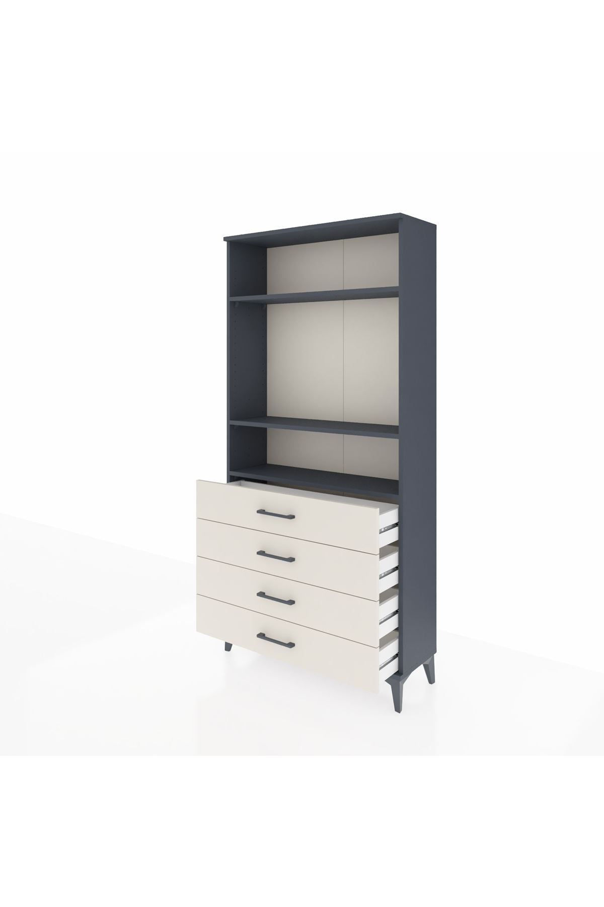 Arges Dolap 3 Raflı 4 Çekmeceli 88x30x182 Antrasit-Aytaşı