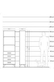 Arges Dolap 3 Raflı 4 Çekmeceli 88x30x182 Antrasit-Antrasit