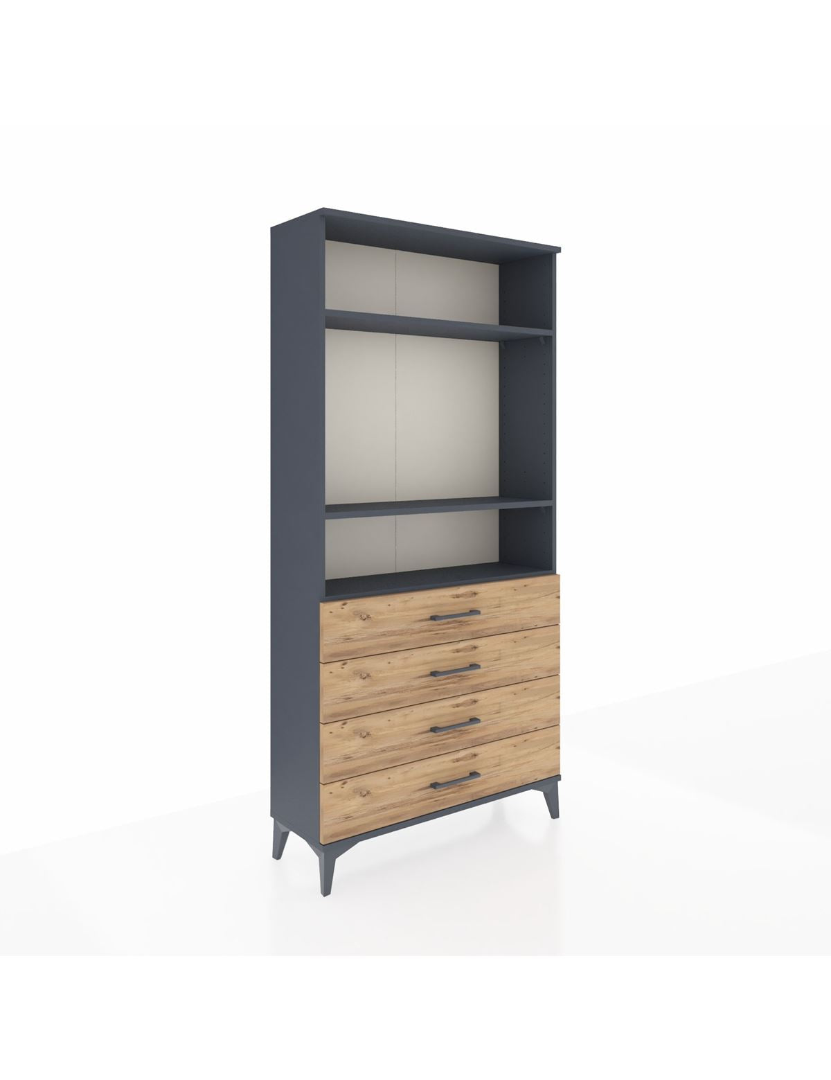 Arges Dolap 3 Raflı 4 Çekmeceli 88x30x182 Antrasit-Çam