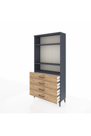 Arges Dolap 3 Raflı 4 Çekmeceli 88x30x182 Antrasit-Çam