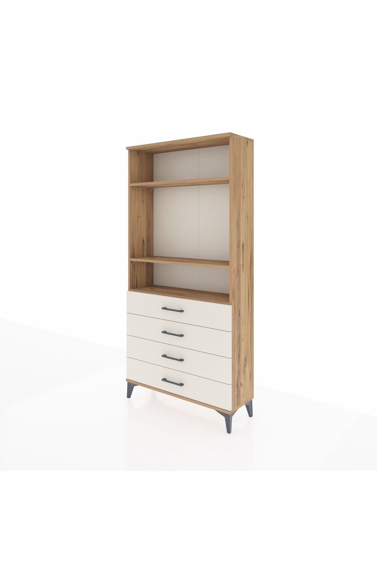 Arges Dolap 3 Raflı 4 Çekmeceli 88x30x182 Çam-Aytaşı