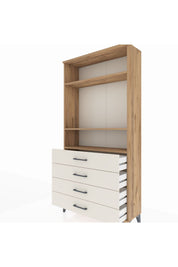 Arges Dolap 3 Raflı 4 Çekmeceli 88x30x182 Çam-Aytaşı