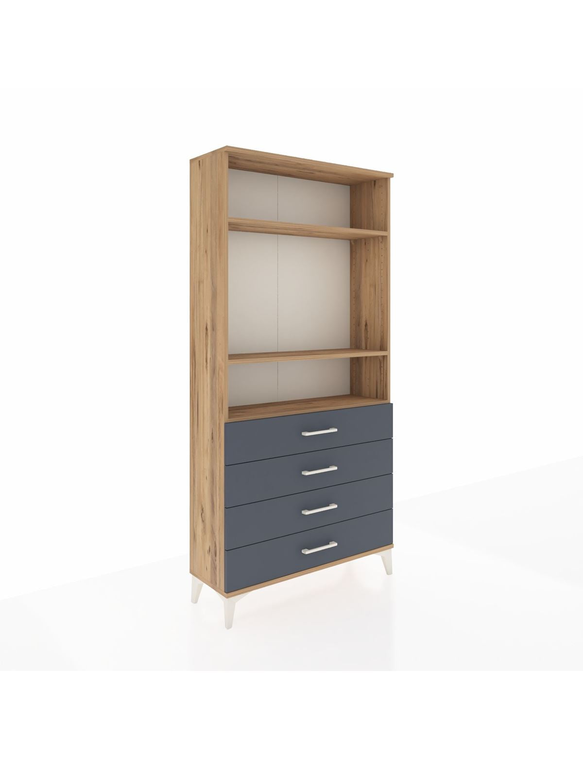 Arges Dolap 3 Raflı 4 Çekmeceli 88x30x182 Çam-Antrasit