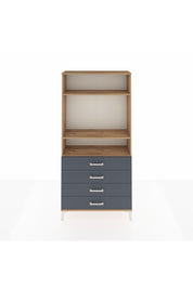 Arges Dolap 3 Raflı 4 Çekmeceli 88x30x182 Çam-Antrasit