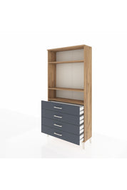 Arges Dolap 3 Raflı 4 Çekmeceli 88x30x182 Çam-Antrasit